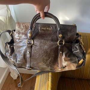 ✨ Authentic Vintage Dark Brown Leather Miu Miu Vitello Lux Bag Pre-owned ✨