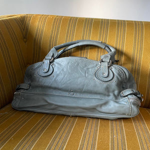 ✨ Authentic Vintage Chloé Paddington Zippy Satchel Bag in Grey Blue Leather Pre-owned ✨