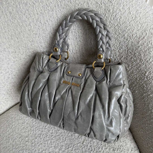 ✨ Authentic Miu Miu Matelasse Grey Leather Handbag Pre-owned ✨