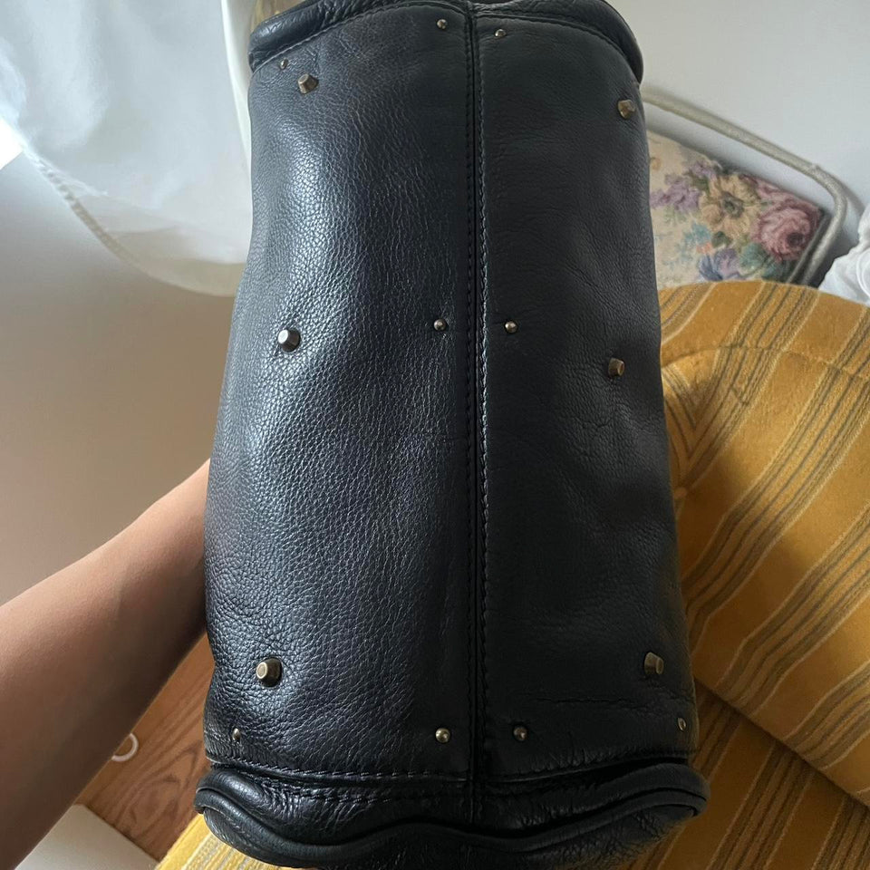 ✨ Authentic Vintage Classic Regular Size Black Leather Chloé Paddington Bag with Brass-toned Hardware Pre-owned ✨