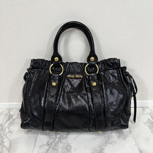 PreOwned Miu Miu VITELLO LUX 2way Handbag Shoulder bag Leather Black