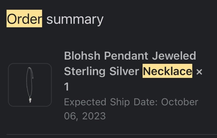 Authentic! New! BILLIE EILISH Blohsh Rhinestone Sterling Silver Necklace