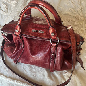💖Authentic burgundy Miu Miu Vitello Lux Bow💖