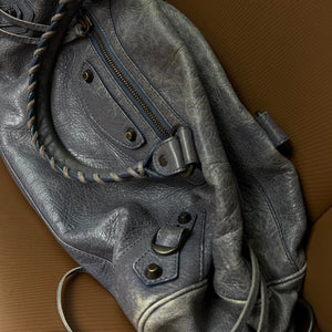 PreOwned balenciaga city bag blue/greyish/purple leather Bag