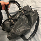 PreOwned balenciaga city bag BLACK/GREY