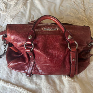 💖Authentic burgundy Miu Miu Vitello Lux Bow💖