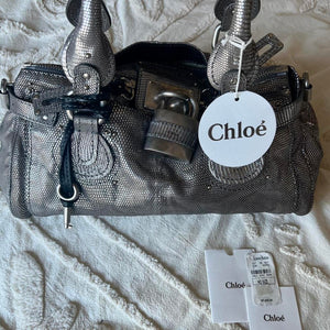 💖Very rare authentic limited edition silver lizar Chloé Paddington bag💖
