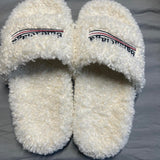Balenci furry slides in white
