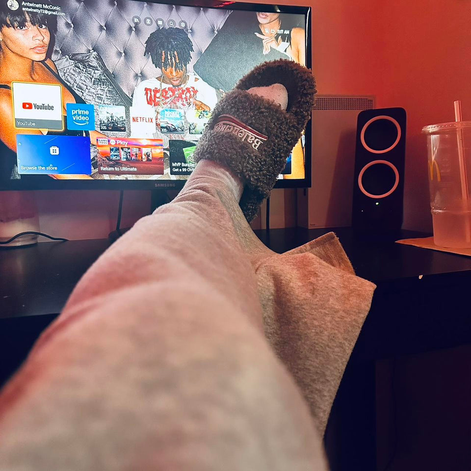 Brown balenciaga slides