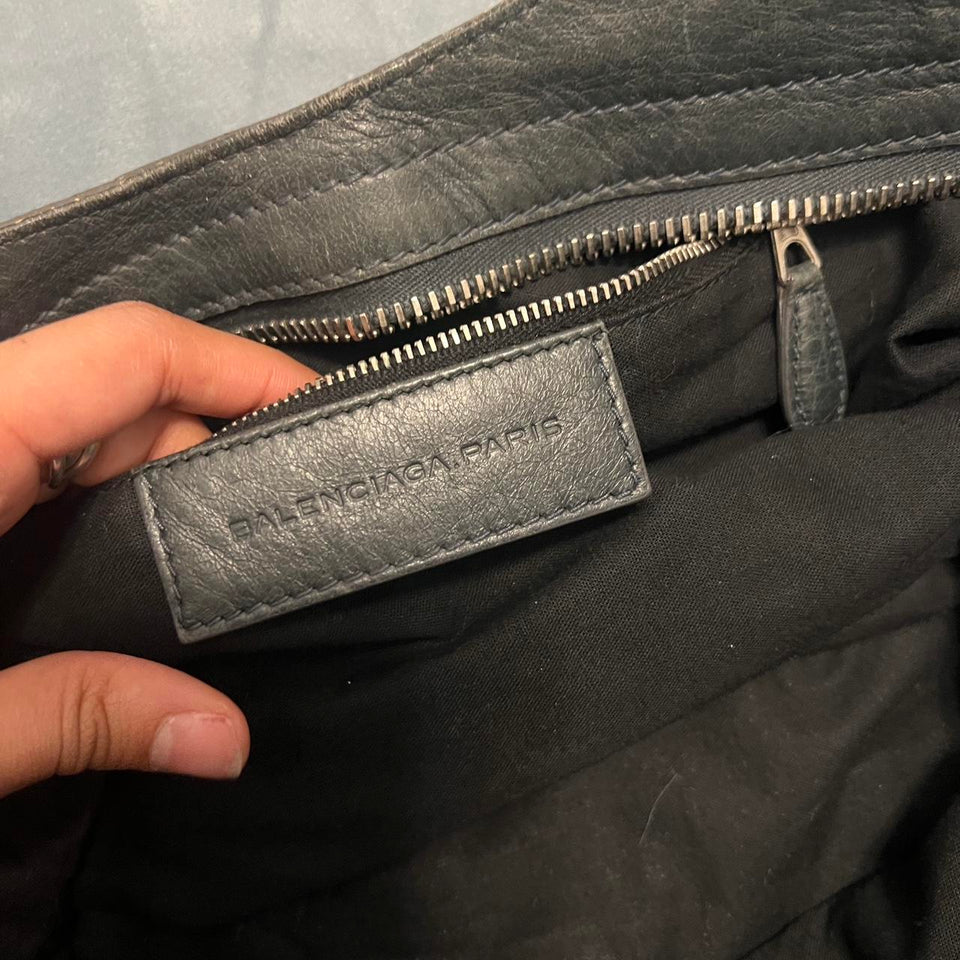 PreOwned balenciaga city bag BLACK/GREY