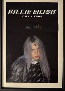 Billie Eilish Signed 1 By 1 Tour 2019 Poster W Lanyard, String Bag & Frame