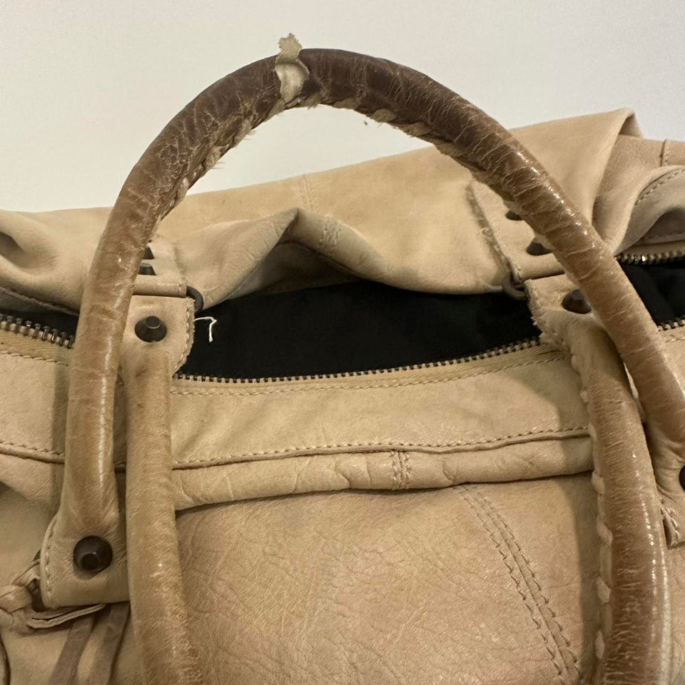 PreOwned Balenciaga motorcycle weekender leather bag