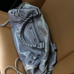 PreOwned balenciaga city bag blue/greyish/purple leather Bag