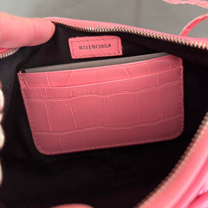 ✨ Authentic Balenciaga Crocodile Embossed Le Cagole Mini Purse Pink Pre-owned ✨