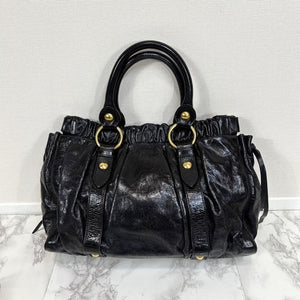 PreOwned Miu Miu VITELLO LUX 2way Handbag Shoulder bag Leather Black